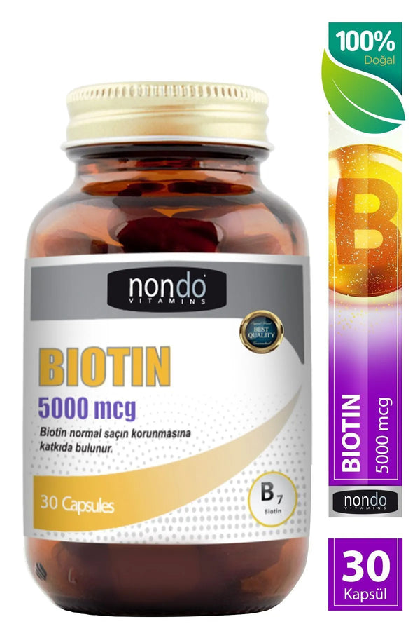 Nondo Biotin 5000 mcg B7 30 Kapsül